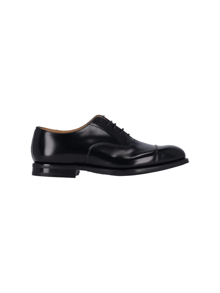 Churchs Flat Shoes Black Calf Leather
