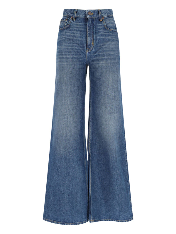 Chloè Outer Shell: 100% Cotton; Patch: 100% Calf Leather; Pocket Lining: 65% Polyester jeans in blue