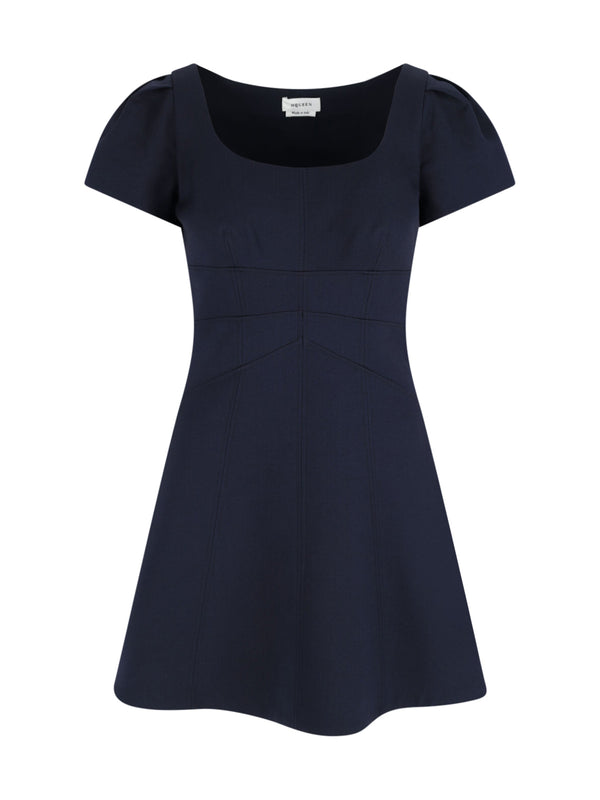 Alexander McQueen Qjaaa 100% Wool dress in navy