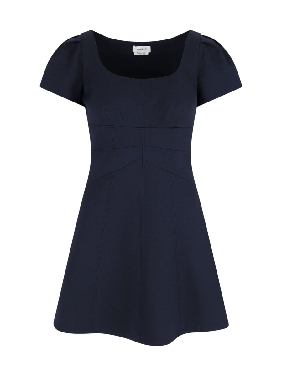 Alexander McQueen Qjaaa 100% Wool dress in navy