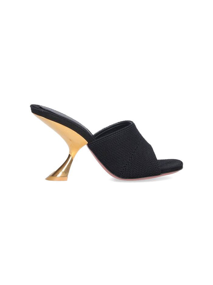 Amina Muaddi With Heel Black Cotton