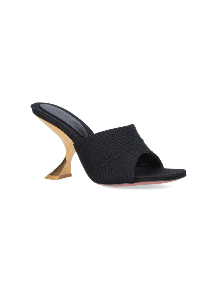 Amina Muaddi With Heel Black Cotton