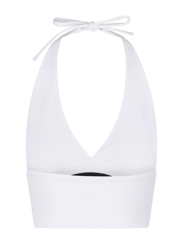 Adidas Top White Viscose Cotton Elastane