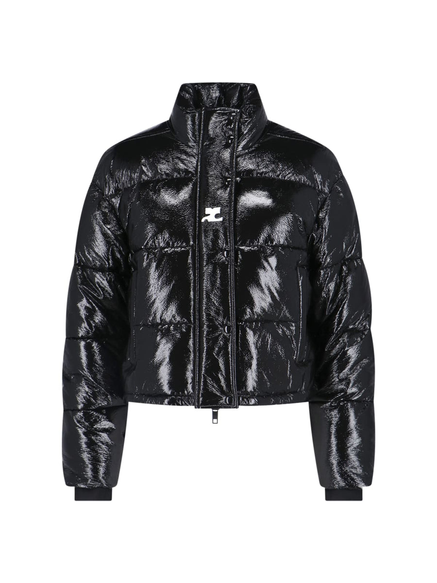 CourrèGes Main Fabric: 82% Viscose down jacket in black