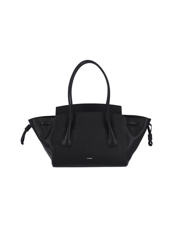 Jil Sander 100% Cow Leather; Lining: 61% Juta tote bag in black