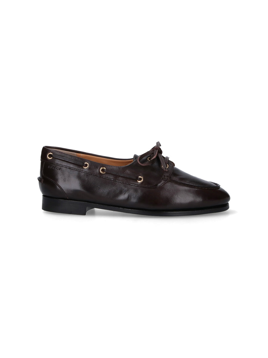 Bally 100% Buffalo boat shoe in brown