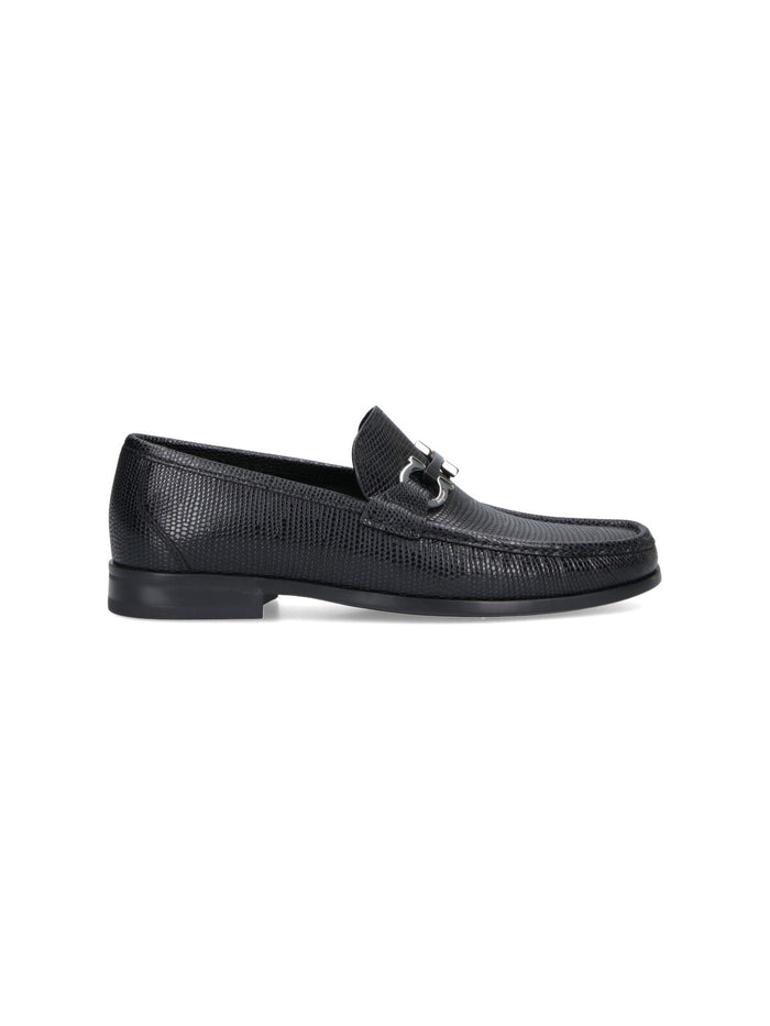 Ferragamo Flat Shoes Black Upper: Printed Calf Leather