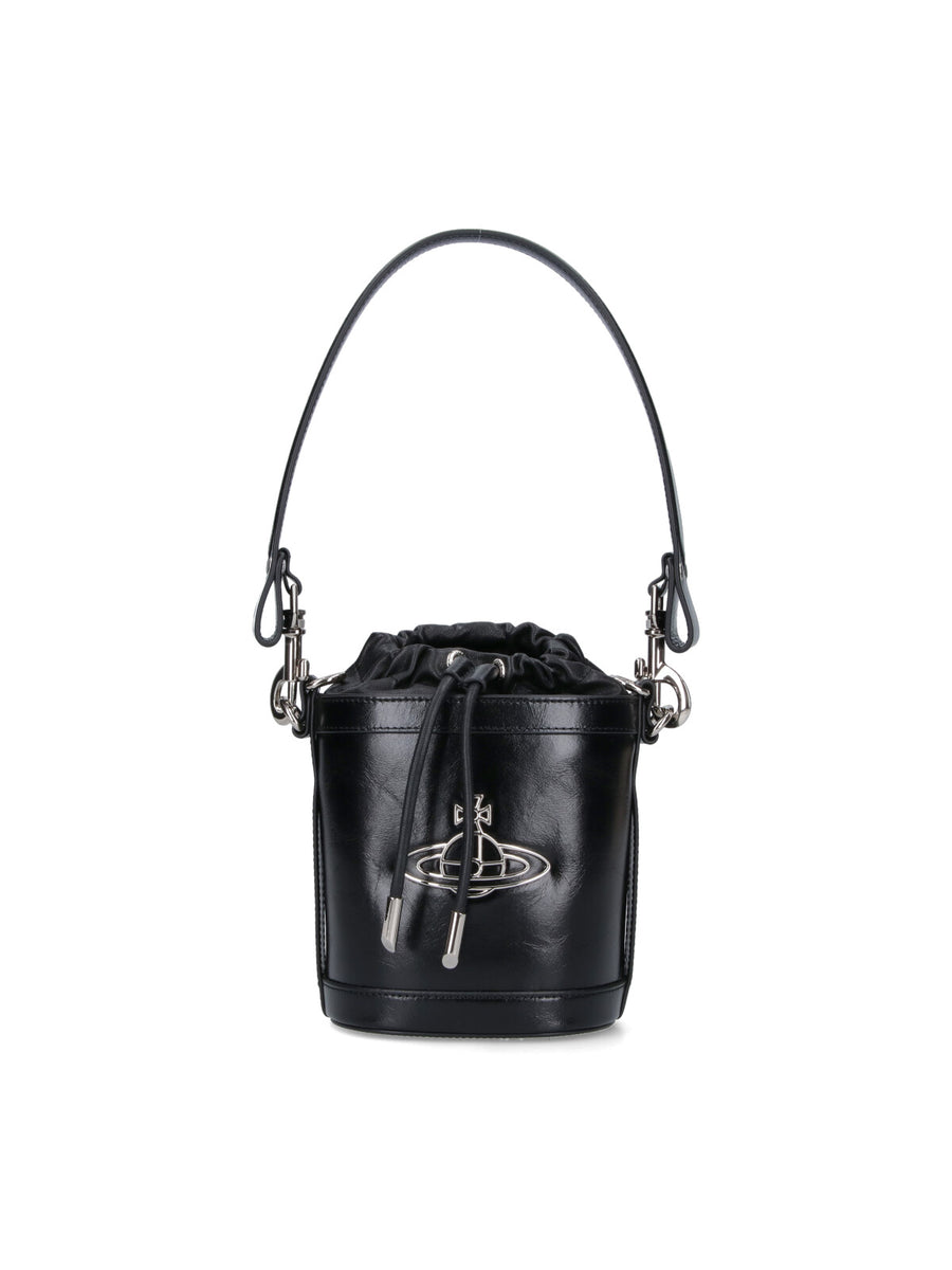 Vivienne Westwood 100% cow leather bucket bag in black