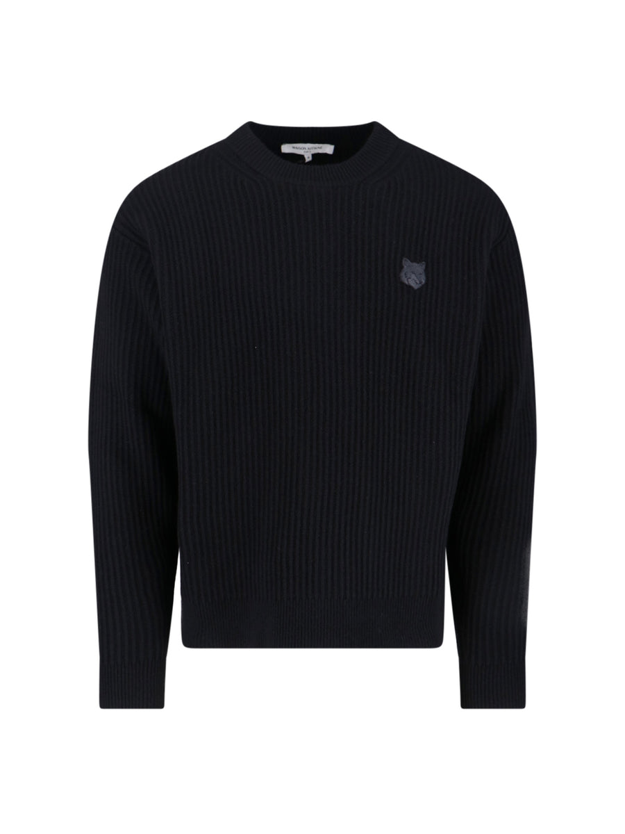 Maison Kitsune' 100% merino wool sweater in black