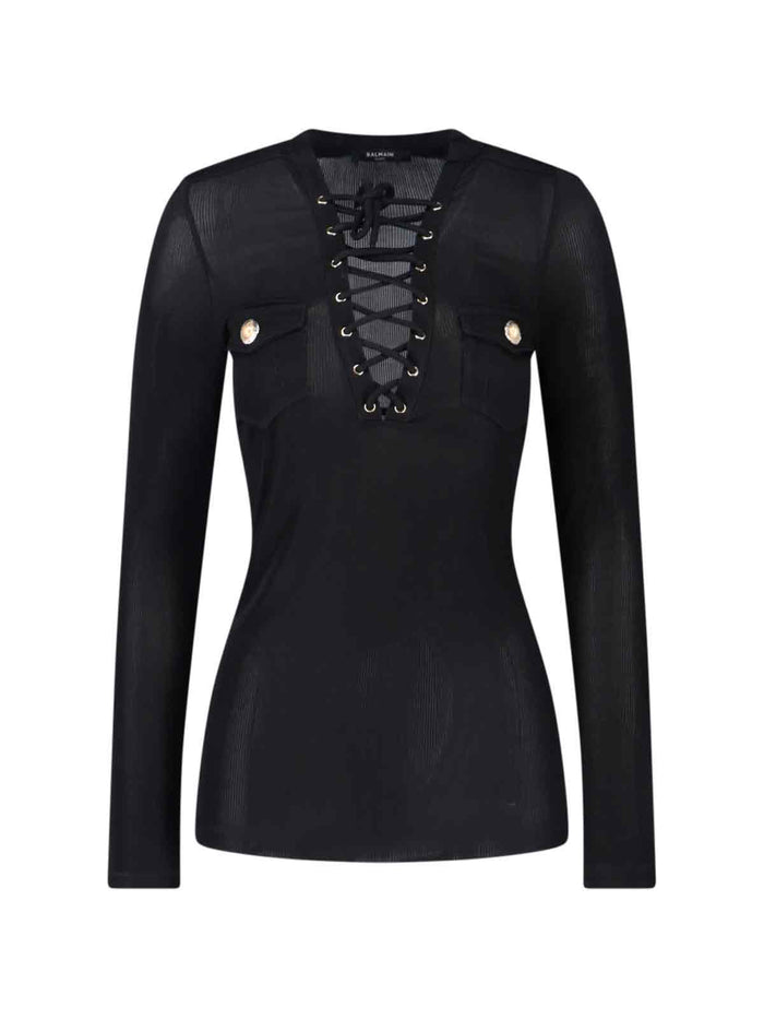 Balmain Sweaters Black Viscose
