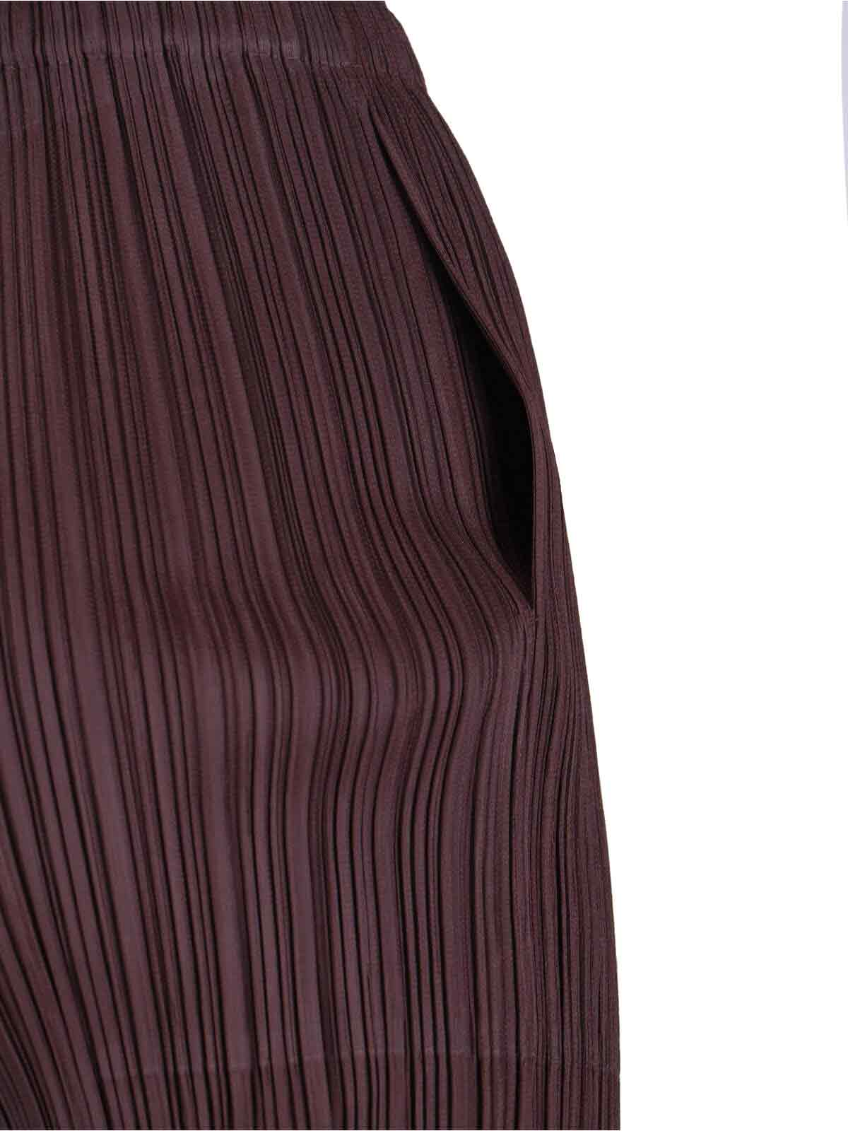 Pleats Please Trousers Brown Polyester