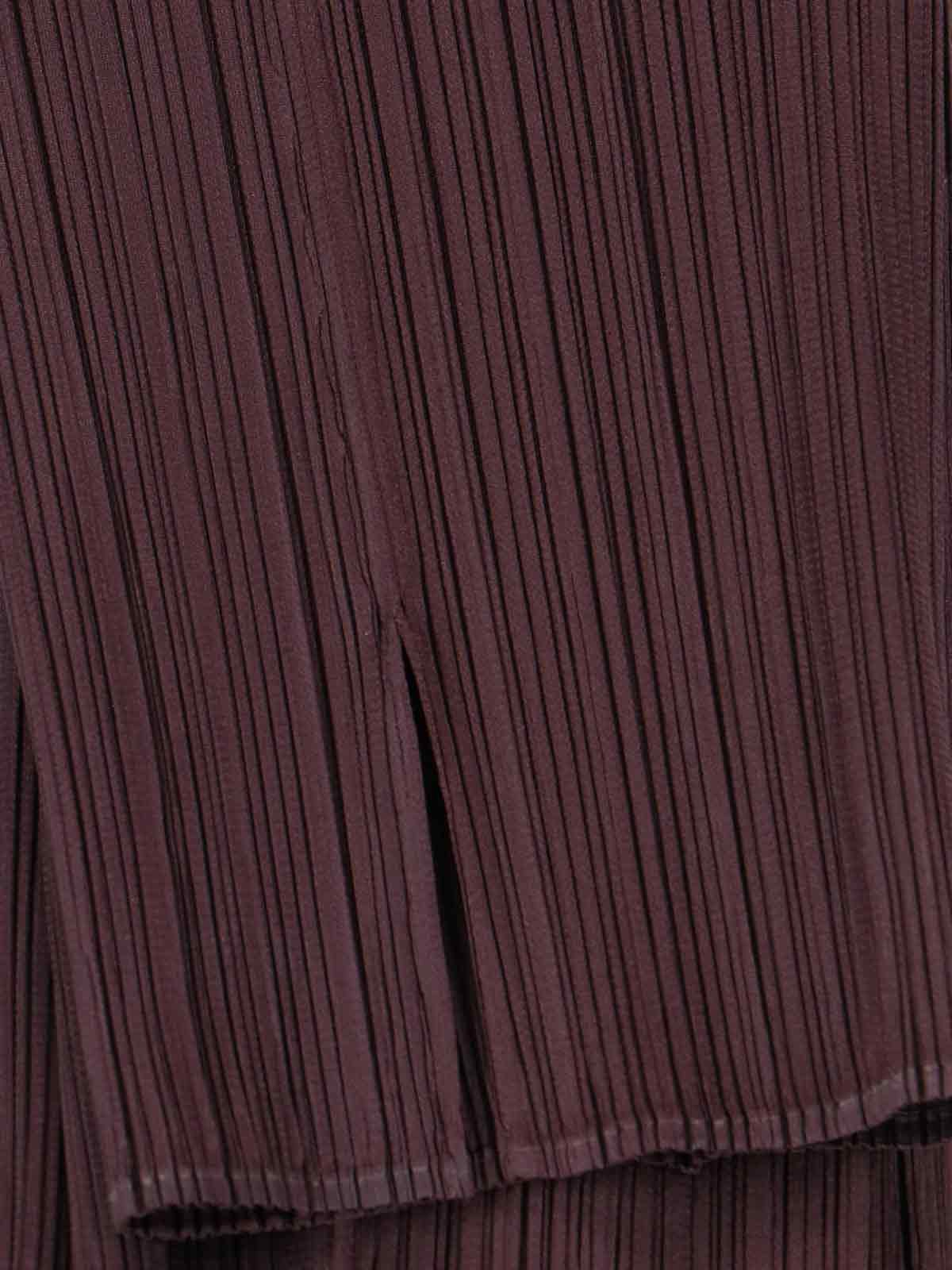 Pleats Please Trousers Brown Polyester
