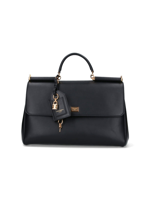 Dolce & Gabbana 95% Calf Leather top handle bag in black