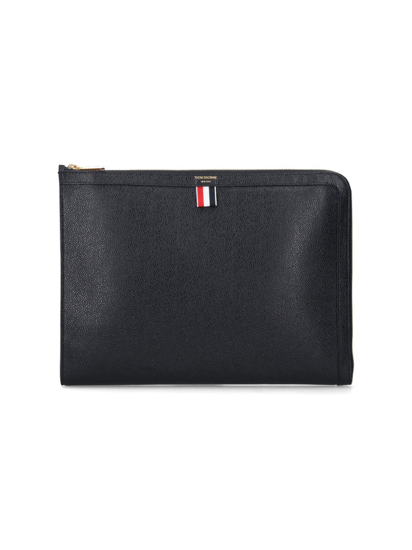 Thom Browne 100% Calf Full Grain Leather wallet in black