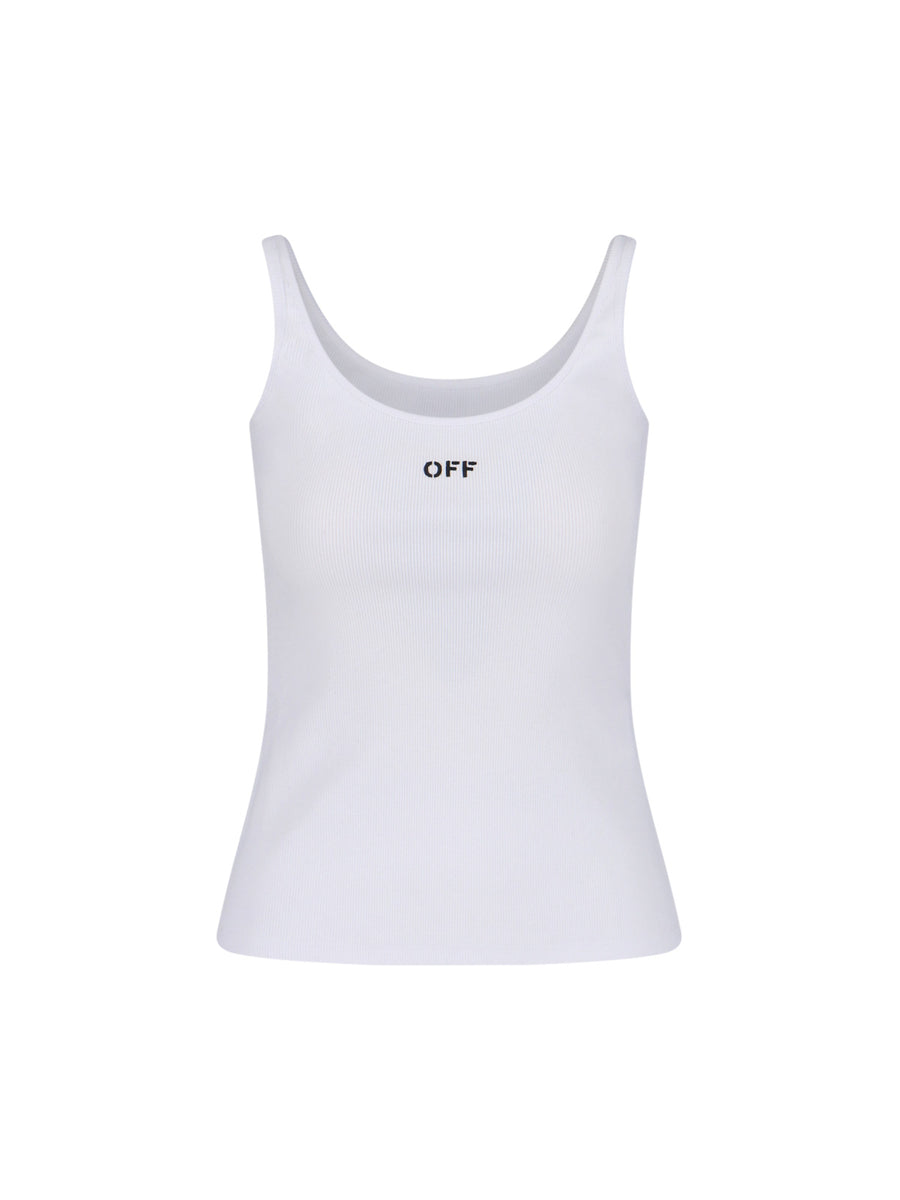 Off-White 98% cotton tank top in white