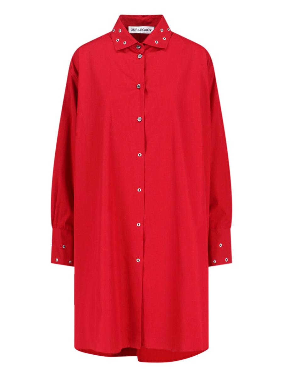 Our Legacy 100% Cotton shirt dress in red