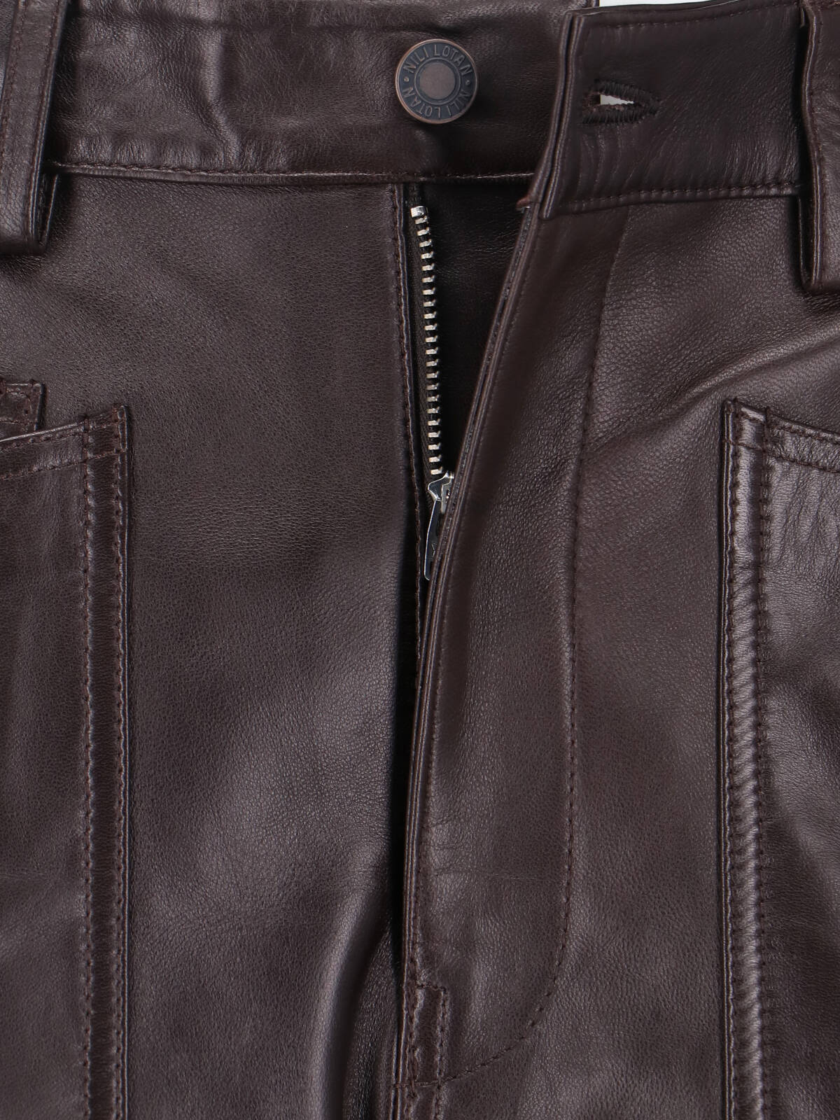 Nili Lotan Trousers Brown Lamb Leather