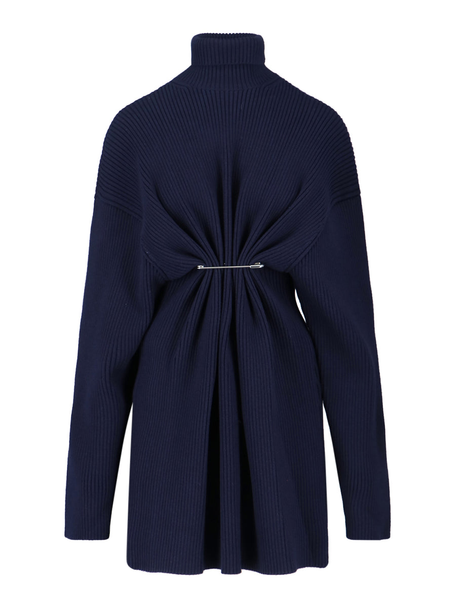 Balenciaga 100% wool dress in navy