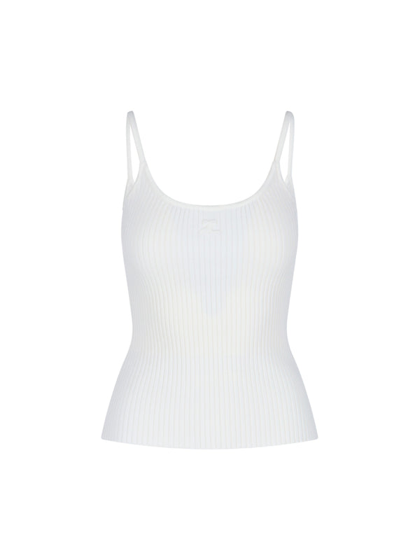 CourrèGes 70% Viscose tank top in white