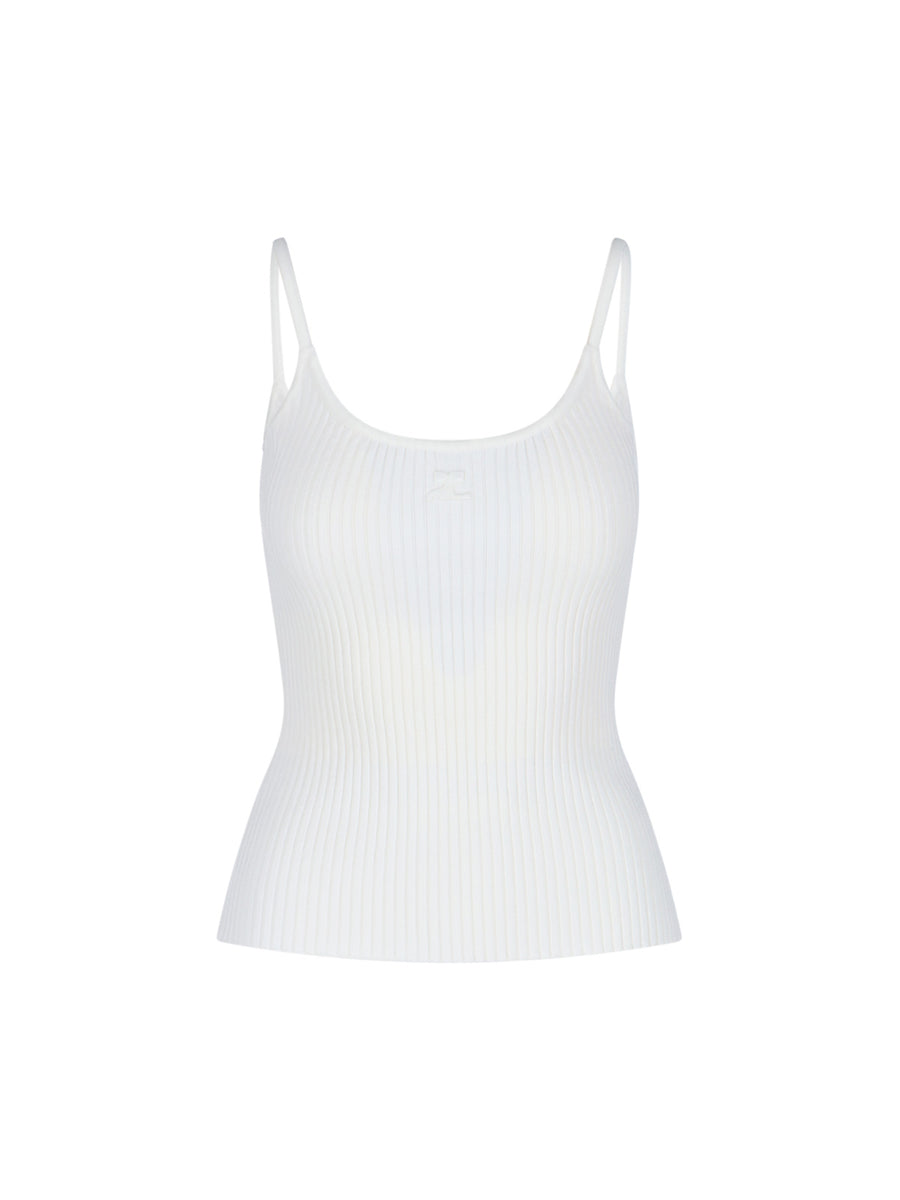 CourrèGes 70% Viscose tank top in white