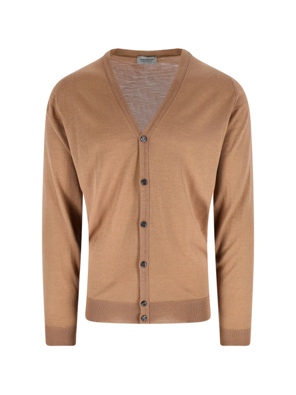 John Smedley 100% extrafine merino wool cardigan in brown
