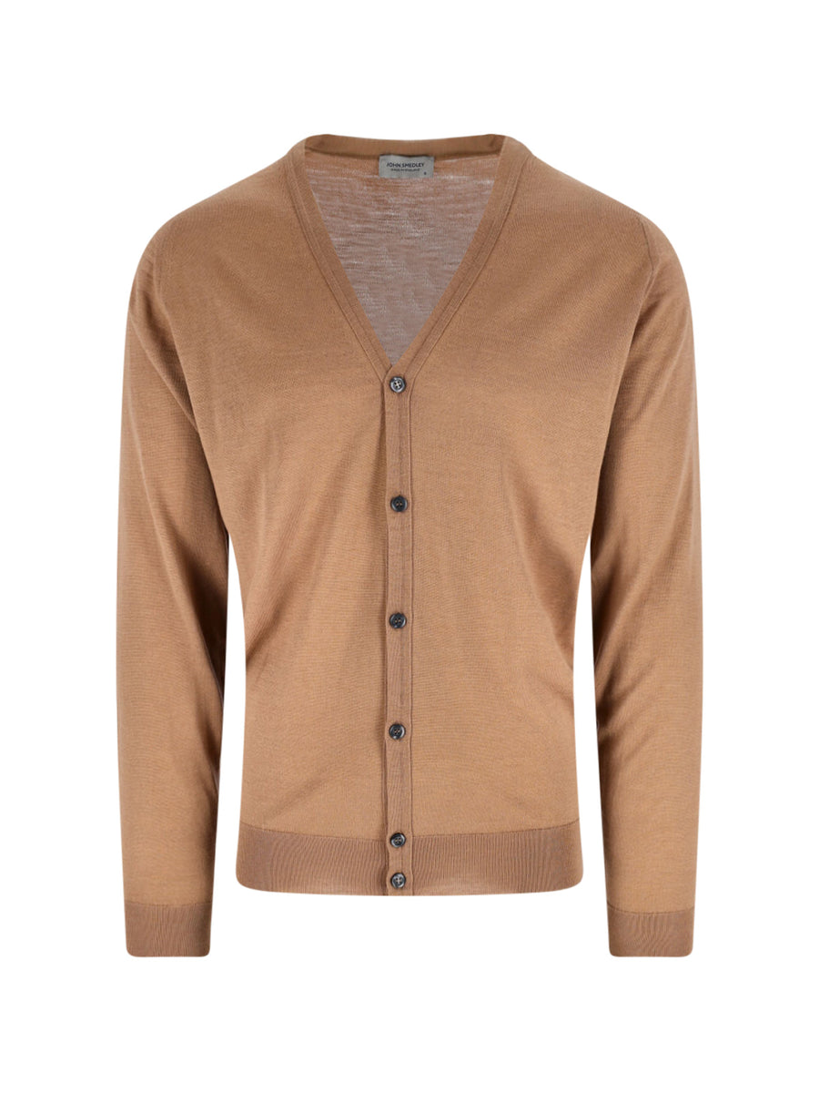 John Smedley 100% extrafine merino wool cardigan in brown