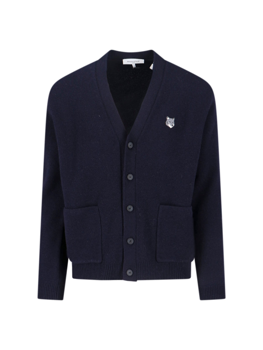 Maison Kitsune' 100% wool cardigan in navy