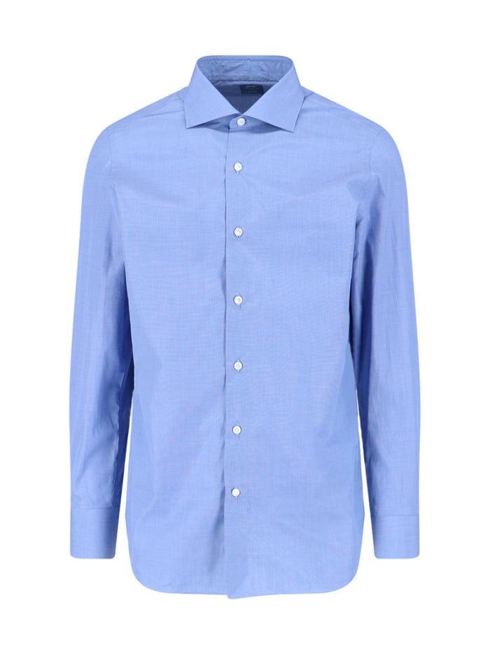 Finamore Shirts Blue Cotton