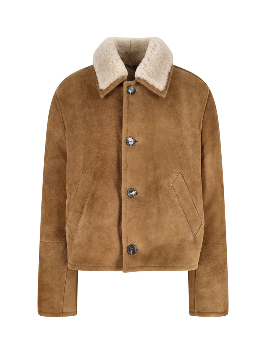 AMI Paris 100% sheep leather jacket in brown