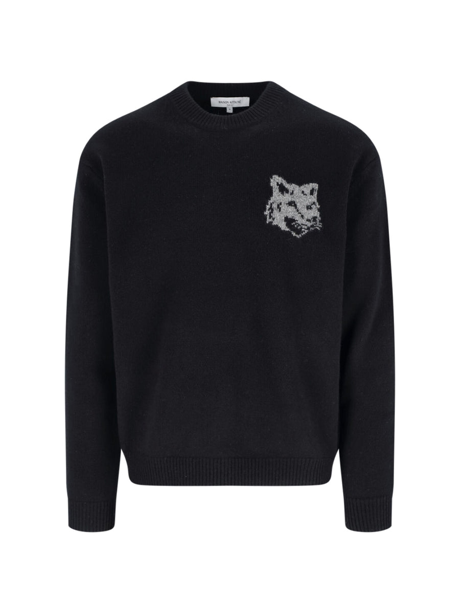 Maison Kitsune' 100% Merinos Extrafine Wool sweater in black