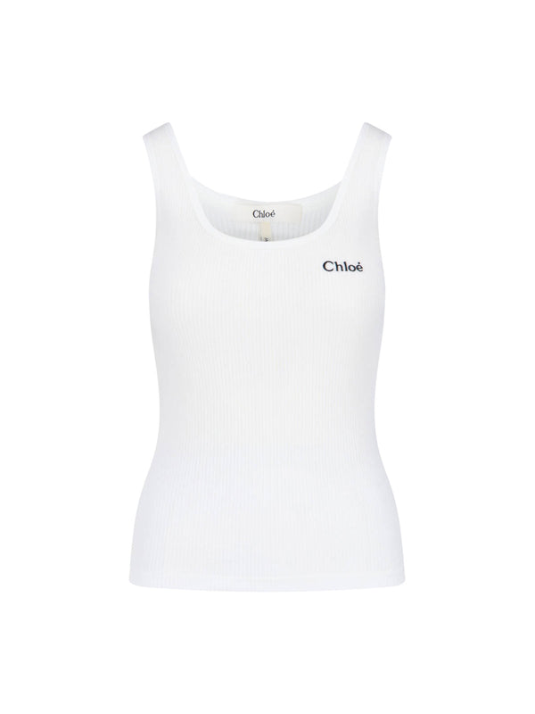 Chloè 100% Cotton tank top in white