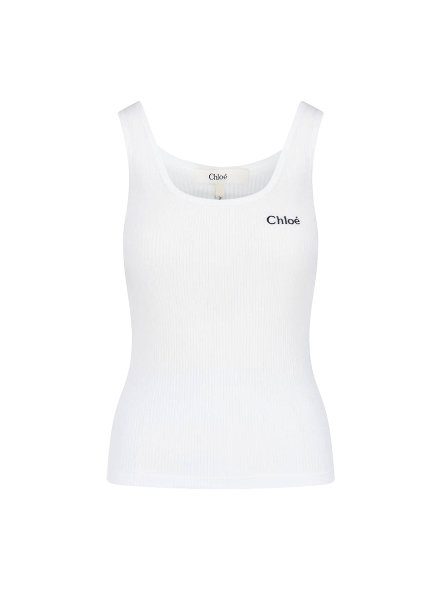 Chloè 100% Cotton tank top in white