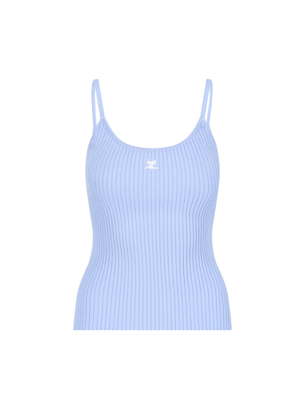 CourrèGes 70% Viscose tank top in blue