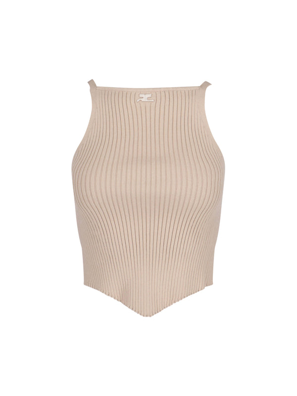 CourrèGes 70% Viscose tank top in beige