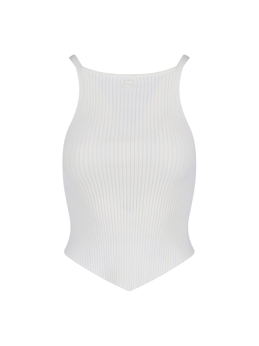 CourrèGes 70% Viscose tank top in white