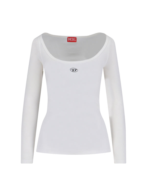 Diesel 94% Cotton long-sleeve top in white