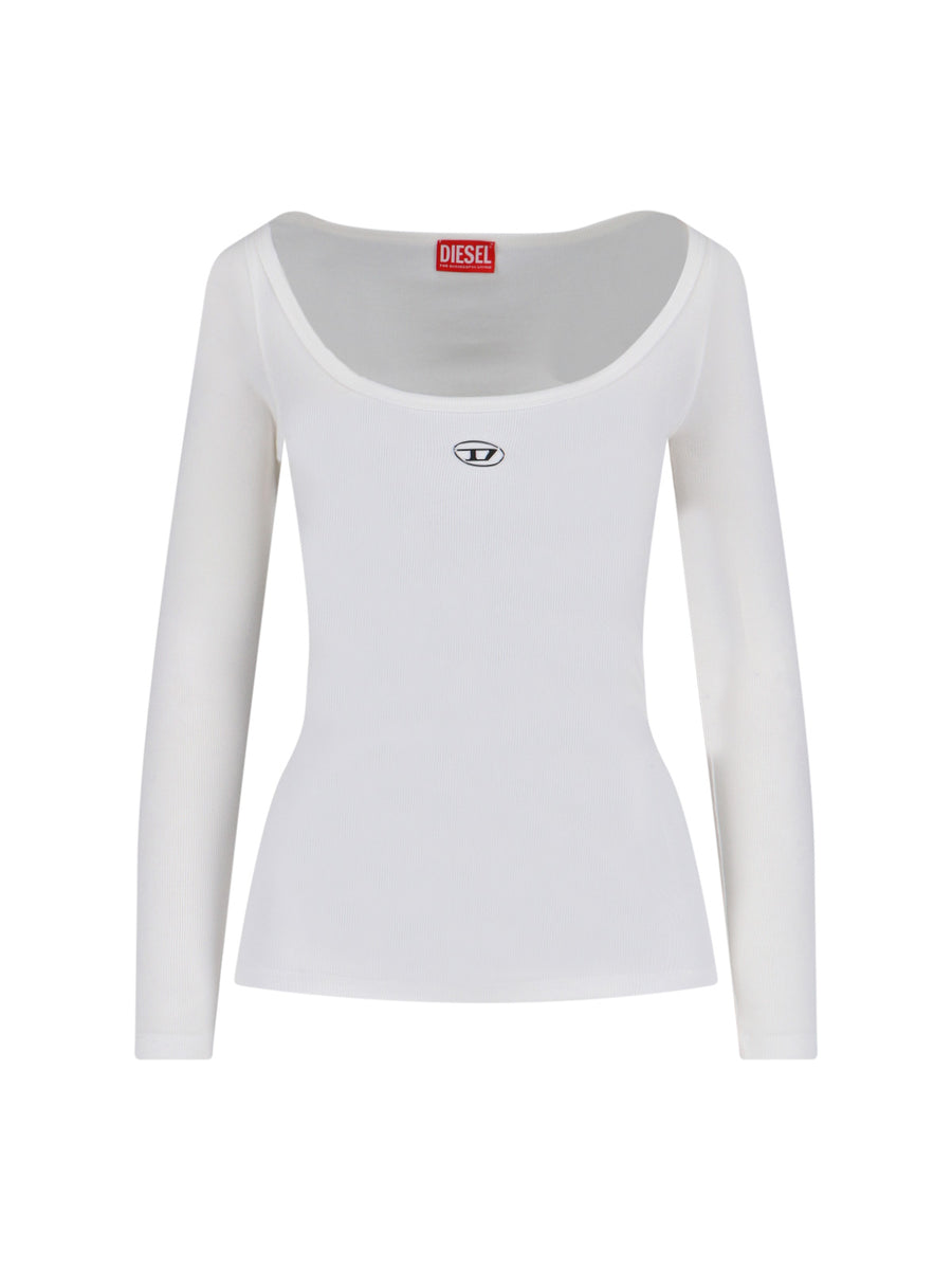 Diesel 94% Cotton long-sleeve top in white