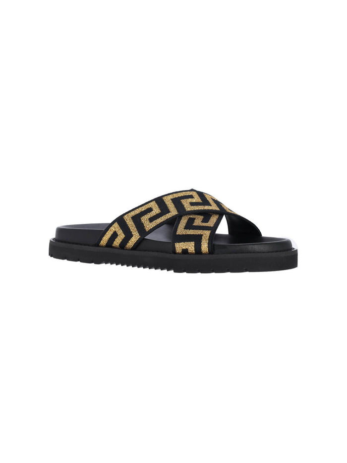 Versace Sandals Black Lamb Leather