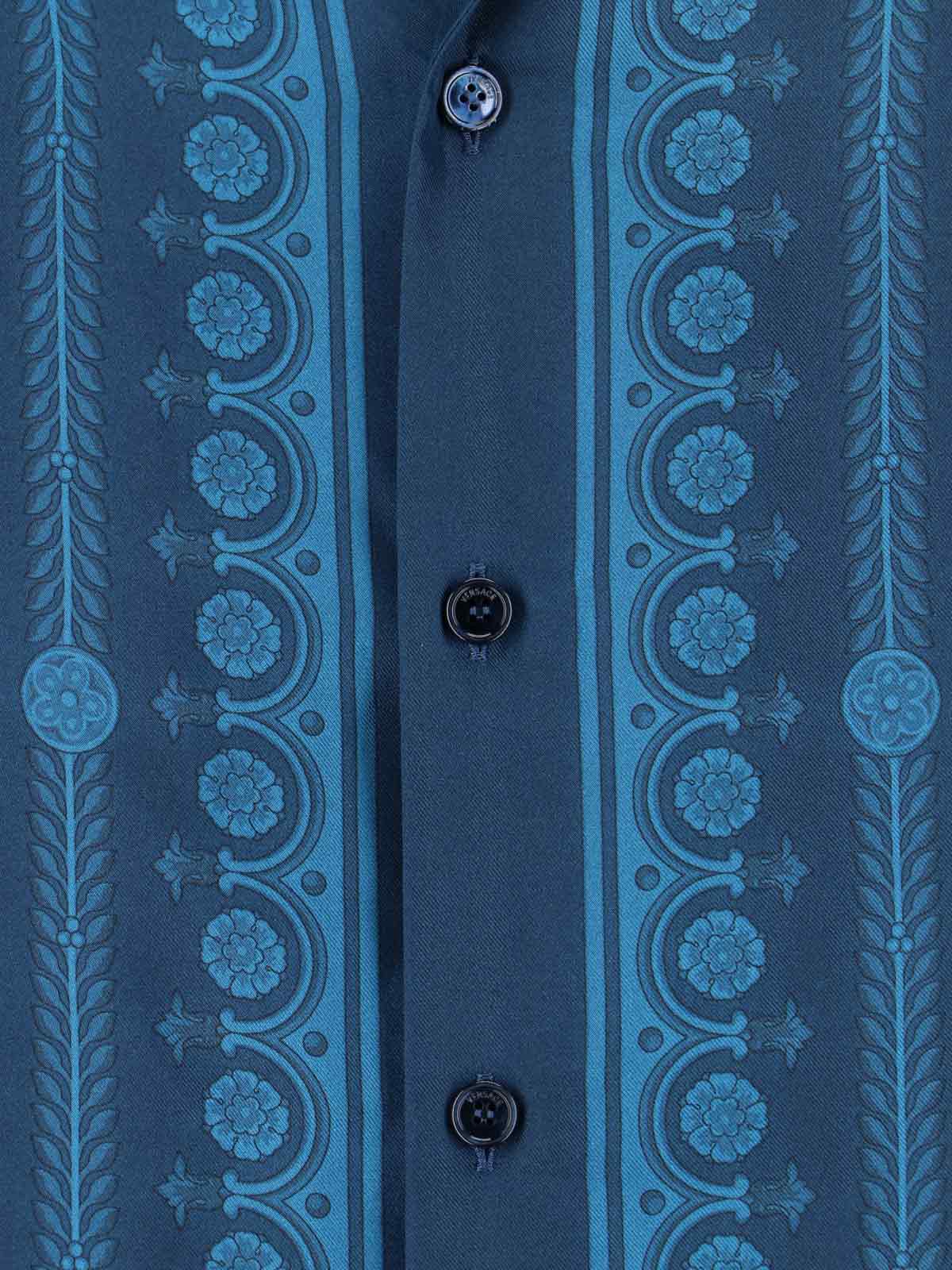 Versace Shirts Blue Silk