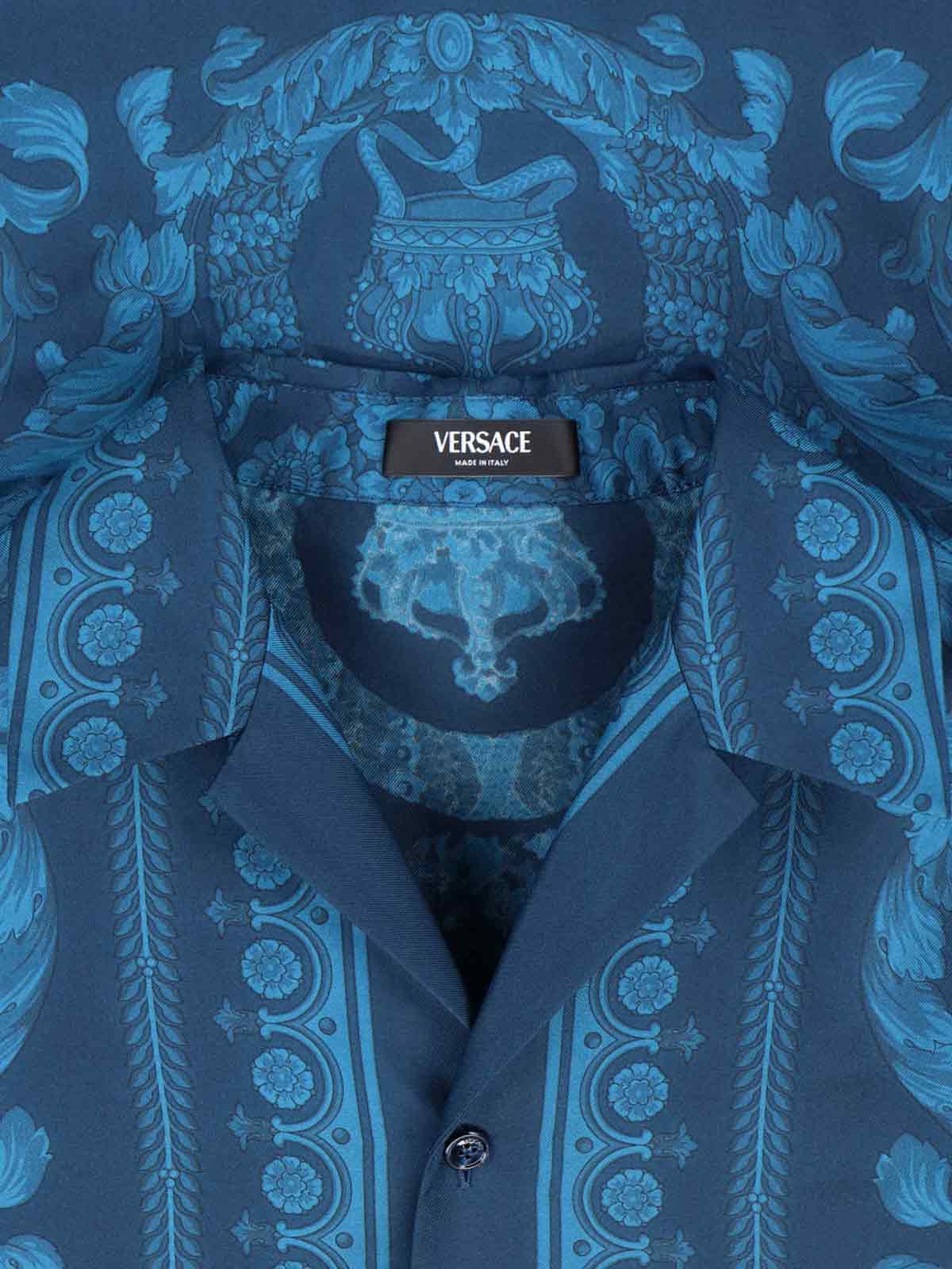 Versace Shirts Blue Silk