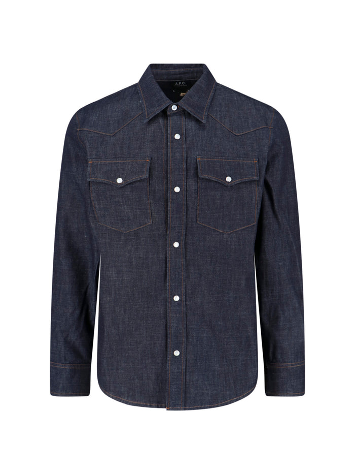 A.P.C. Shirts Blue Organic Cotton