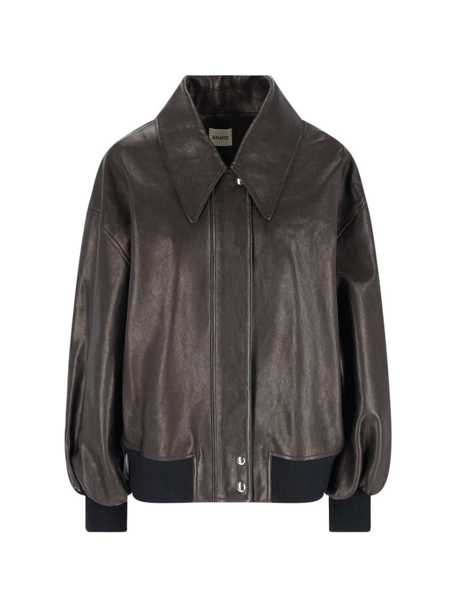 Khaite 100% lamb leather jacket in black