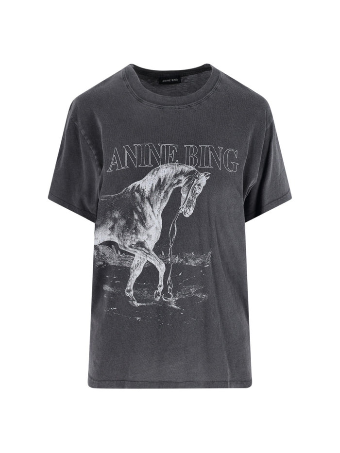 ANINE BING T-shirts and Polos Grey Cotton