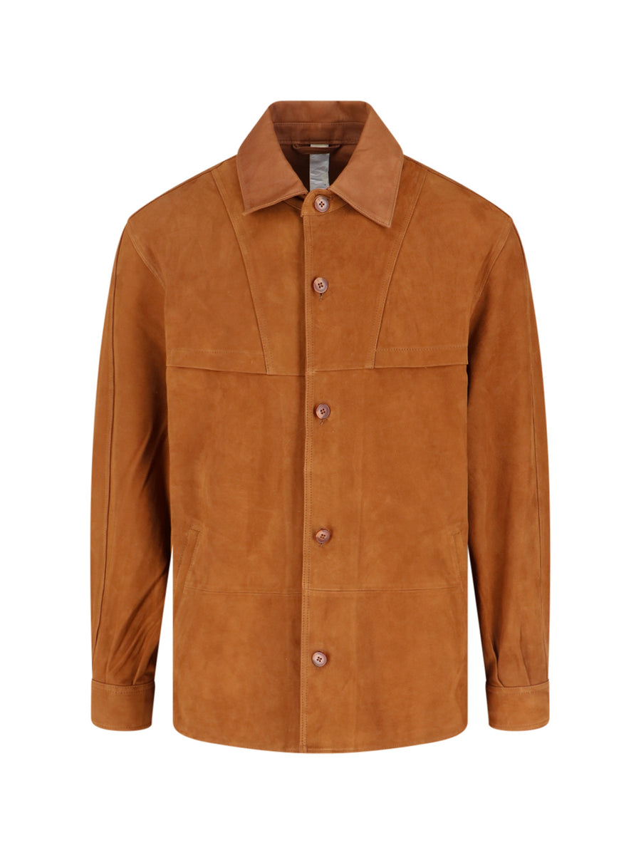 Sunflower 100% leather shirt-jacket in brown