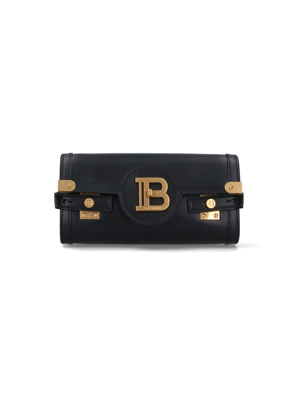 Balmain 100% calf leather clutch in black