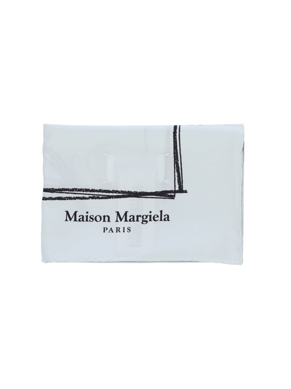 Maison Margiela 100% silk scarf in blue