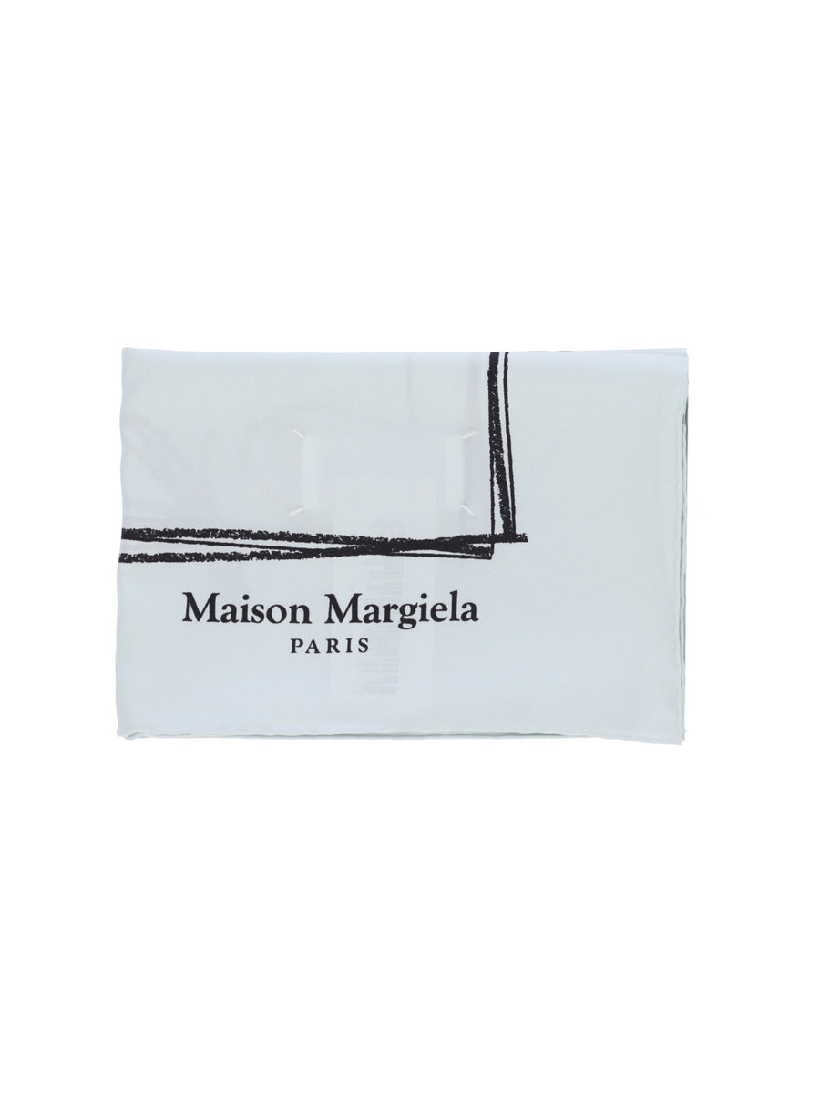 Maison Margiela 100% silk scarf in blue