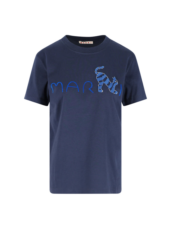 Marni Uscy 100% Cotton t-shirt in navy