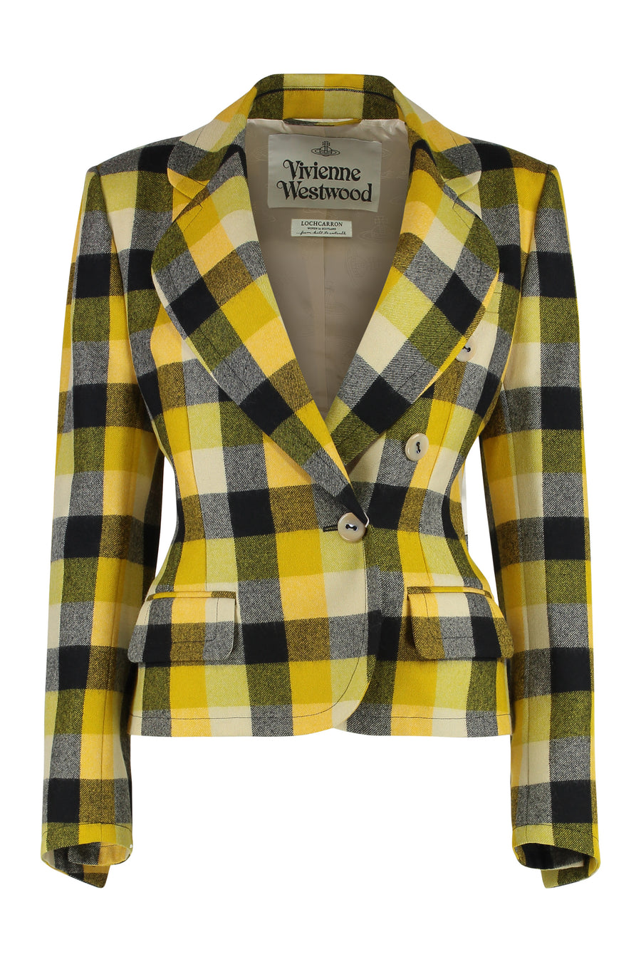 Georgia Wool Jacket With Check Pattern Yellow Blazers