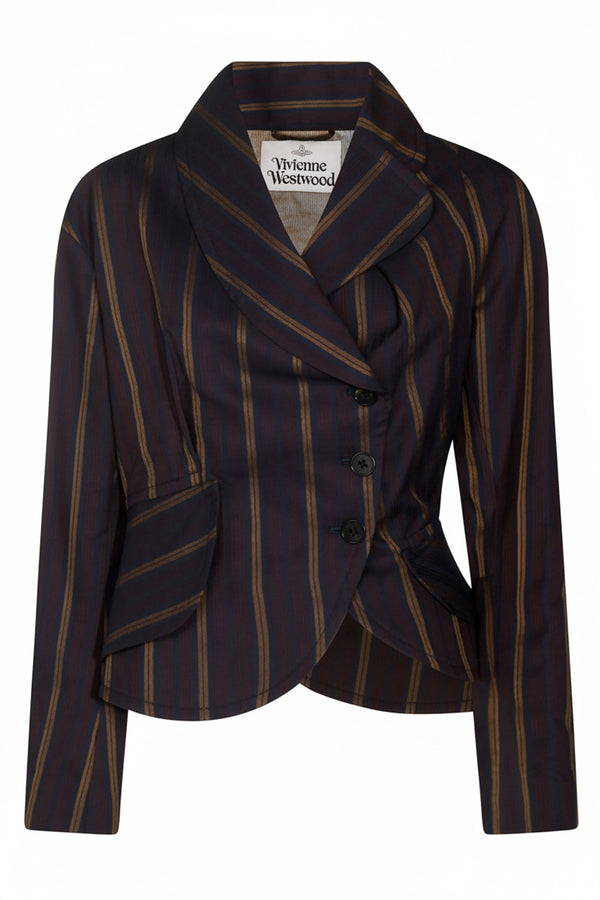 Jacket Cotton Stripe Brown Blazers